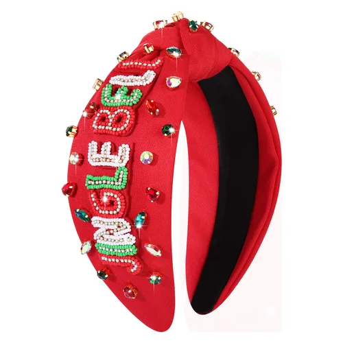 Miniatura 9 de mokkia Diadema de Navidad para Mujeres Accesorios de Navidad Lazo de Navidad Reno Copo de Nieve Diadema Rojo Verde Joyería con Perlas y Pedrería