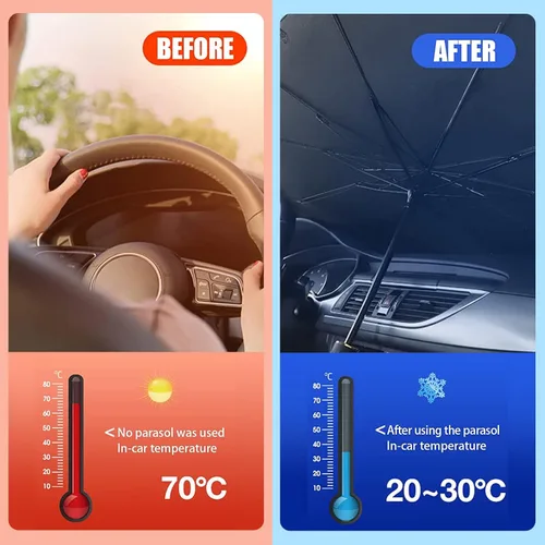 Miniatura 4 de 1 parasol para parabrisas de automóvil, parasol reflectante plegable para ventana delantera, protege el vehículo de los rayos UV y el calor