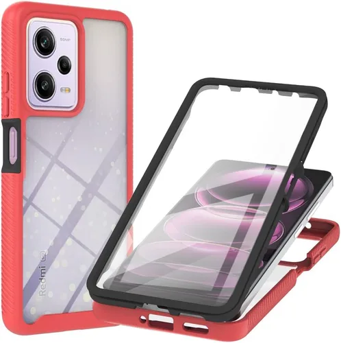 Miniatura 7 de Funda para Redmi Note 12 Pro, delgada, de cuerpo completo, resistente, elegante, protectora, transparente, híbrida, 3 en 1, con protector de Negro