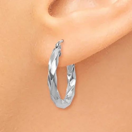 Miniatura 3 de Aretes de aro trenzados de oro blanco de 14 quilates de 0118in para mujer Metal Gema