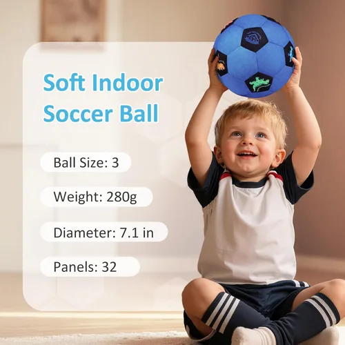 Miniatura 5 de Balón de Fútbol de Interior Tamaño 3 para Niños Pequeños, Pelotas de Fútbol Silenciosas Regalos para Niños y Niñas de 1-5 Años, Pelotas de Espuma