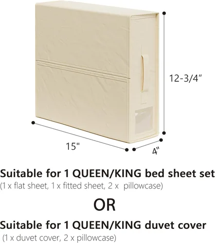 Miniatura 4 de SheetCube Organizadores de Sábanas para Cama y Almacenamiento Paquete de 4, Organizador de Armario de Ropa Blanca Plegable con Ventana y Etiqueta