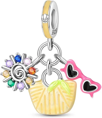 Miniatura 19 de Pulsera y collar de plata de ley 925 con dije de corazón, mariposa, loto, avión, viaje, lindo gato, cuentas, regalo para mujer