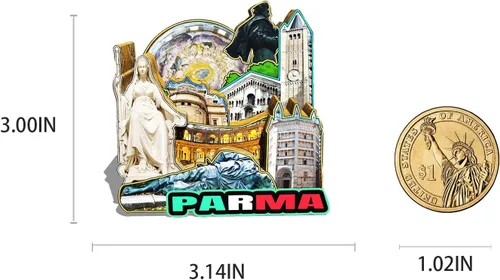 Miniatura 3 de Italia Parma imán de nevera de madera 3D monumentos de viaje coleccionables recuerdos decoración hecha a mano - 2