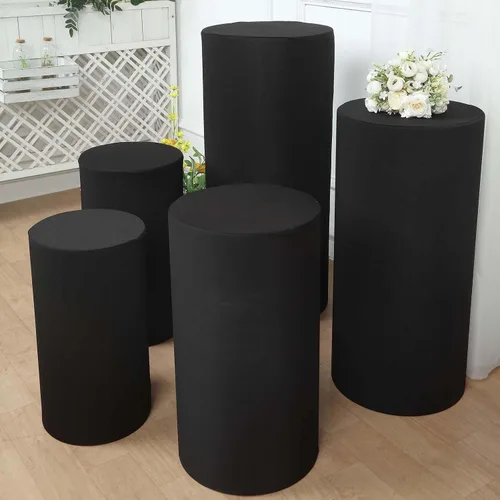 Miniatura 9 de Efavormart - Juego de 5 fundas de soporte para caja de exhibición cilíndrica de elastano, color negro, fundas elásticas para pilar de pedestal, 160