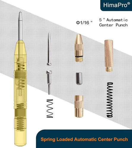 Miniatura 3 de HimaPro Juego de punzones centrales, 2 perforadores centrales automáticos (6 pulgadas y 5 pulgadas) con trazos ajustables con resorte y 1 punzón
