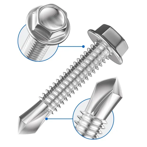 Miniatura 6 de Wensilon (350 piezas) #8 × 5/8 pulgadas Tornillos autoperforantes con cabeza de arandela hexagonal, tornillos 410 de acero inoxidable, tornillos