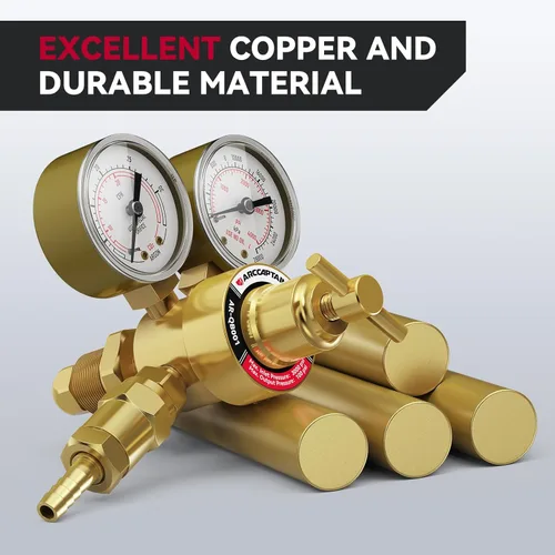 Miniatura 6 de ARCCAPTAIN Reguladores de CO2 de argón con manguera de soldadura de gas inerte de 8.2 pies, regulador de soldadura para MIG y TIG, 0-4000 PSI, 0-30+