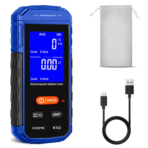 Medidor EMF recargable, detector de campo electromagnético de mano con LCD digital, adecuado para inspecciones EMF en el hogar y al aire libre, y