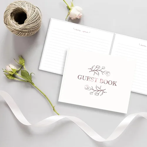 Miniatura 6 de CalenDream Hermoso libro de invitados de boda, libro de registro de 7 x 9 pulgadas, papel grueso de 120 GSM, libro de tapa dura con bordes dorados