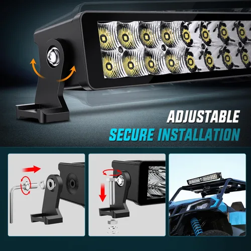 Miniatura 9 de Nilight Barra de luz LED de 14 pulgadas, 21 LED, combo de punto y haz amplio de doble fila, sin tornillos, visión nocturna, luces LED todoterreno