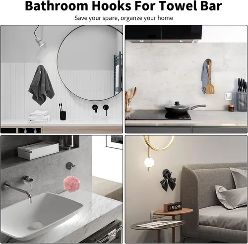 Miniatura 6 de Newfun Juego de accesorios de baño de 8 piezas de 24 pulgadas, color negro mate, incluye toallero de baño ajustable de 24 pulgadas, anillos