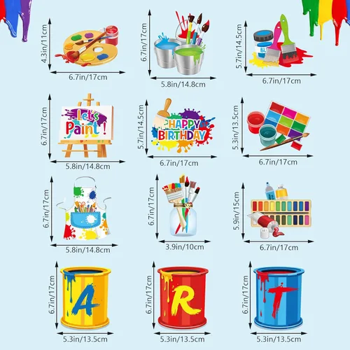 Miniatura 3 de 46 piezas de decoración de fiesta de pintura artística, decoración de techo de remolinos colgantes de cumpleaños para niños, niñas, niños, pintura