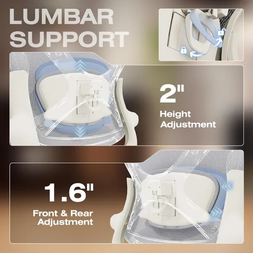 Miniatura 6 de ELABEST X100 Silla de oficina ergonómica con reposapiés, silla de escritorio grande y alta con brazos abatibles 5D, soporte lumbar 3D ajustable