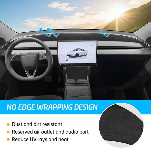 Miniatura 6 de MASHA - Funda para salpicadero para Tesla Model Y Juniper 2025-2026, almohadilla de salpicadero de franela compatible con el nuevo salpicadero