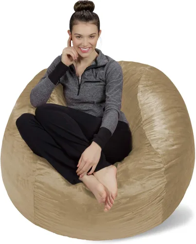 Miniatura 36 de Sofa Sack Funda para silla puff solamente, sin relleno, cómoda funda de repuesto para silla redonda, 5 pies, color carbón Carbón - Solo funda