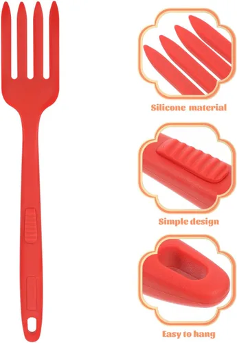 Miniatura 6 de Healeved Tenedor de cocina de silicona ergonómico reutilizable para pasta, tenedor lavable de cocina grande para ensaladas y fideos y diseño