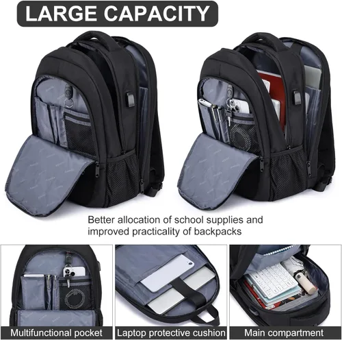Miniatura 3 de Mochila Asenlin para portátil de viaje para mujeres y hombres, mochila resistente al agua para negocios, delgada y resistente, con puerto USB