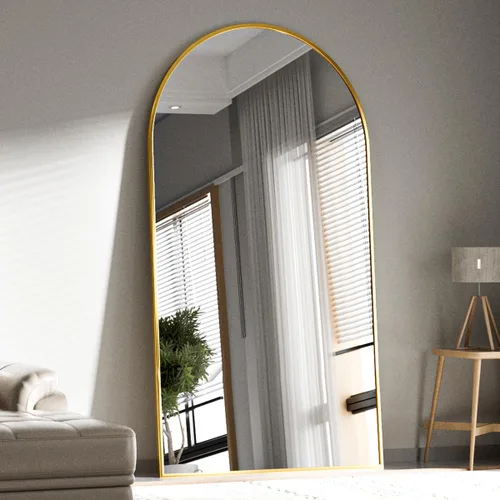 Miniatura 5 de BEAUTYPEAK Espejo de Arco de Cuerpo Entero, 76"x34" Espejos de Pared, Espejo de Piso de Cuerpo Completo Extragrande, Marco de Aleación de Aluminio