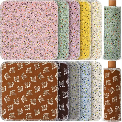 Miniatura 17 de Redbaker 50 piezas de toallas de papel reutilizables, paños de algodón reutilizables sin papel, toallas de papel absorbentes lavables para inodoro
