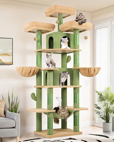 Miniatura 12 de Globlazer Torre grande para gatos de interior, torre para gatos de 80 pulgadas para múltiples gatos adultos, árbol XXL para gatos con poste