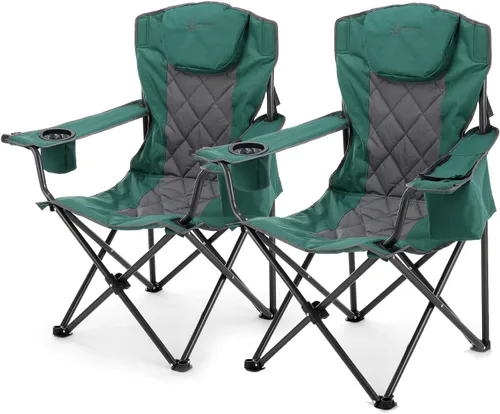 Miniatura 24 de ARROWHEAD OUTDOOR Silla plegable portátil de lujo para campamento con reposacabezas, portavasos y vidrio, enfriador de 6 latas, bolsa de transporte