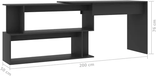 Miniatura 2 de Escritorio giratorio de madera aglomerada con compartimentos abiertos, mesa de trabajo, mesa de lectura, escritorio de oficina, mesa auxiliar
