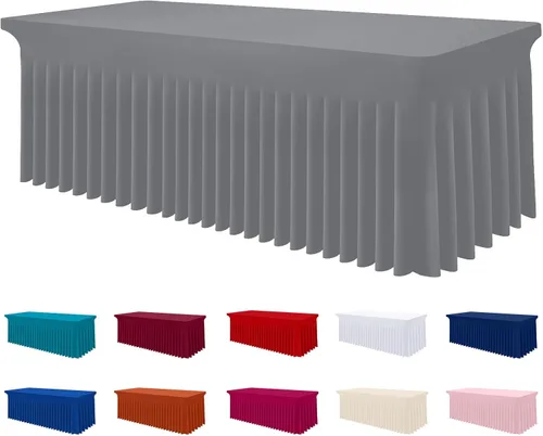 Miniatura 23 de Smiry Mantel de Spandex, Mantel Elástico Ajustable Extensible para Mesas Rectangulares de 6 Pies, Falda Cubierta de Mesa Impermeable y Lavable