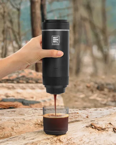 Miniatura 4 de Cafetera eléctrica portátil, cafetera de coche para viajes y campamento, cafetera a batería compatible con café molido y cápsulas NS, color negro