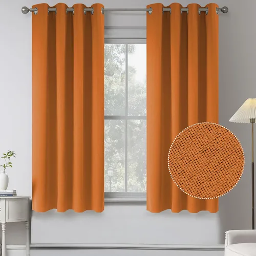 Miniatura 55 de KEQIAOSUOCAI Cortinas de lino 100% opacas de 100 pulgadas de largo, 2 paneles para dormitorio, estilo casa de campo moderna, completamente negro