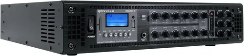 Miniatura 2 de Rockville RCS650-6 Amplificador comercial de 650 W, 6 zonas, 70 V, Bluetooth, reproducción USB/SD/FM, montaje en rack, para restaurantes y oficinas