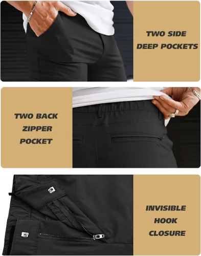 Miniatura 4 de GINGTTO Pantalones deportivos casuales de sarga para hombre, de nailon, con entrepierna elástica de 28 pulgadas