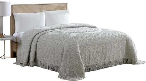 Miniatura 15 de Beatrice Home Fashions Colcha de Chenilla con Medallón, Full, Blanco