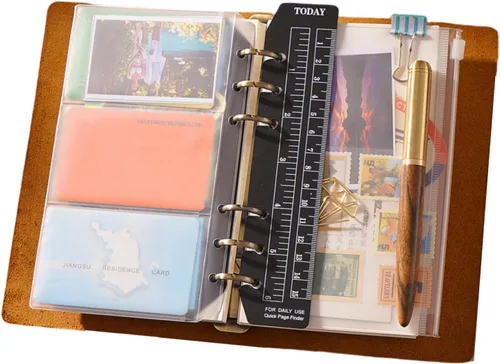 Miniatura 4 de Cuaderno de carpeta de cuero, 8.5 x 11 pulgadas (negro, A5-no personalizado)