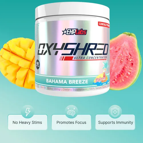 Miniatura 5 de EHP Labs OxyShred Polvo de Pre Entrenamiento - Polvo de preentrenamiento con L glutamina y acetil L carnitina, bebida de refuerzo energético