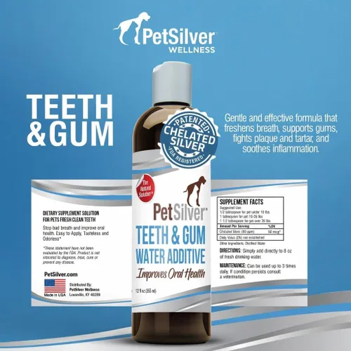 Miniatura 6 de PetSilver Aditivo de agua para dientes y encías para el cuidado dental, ambientador de aliento de mascotas, dirige el sarro, la placa y promueve