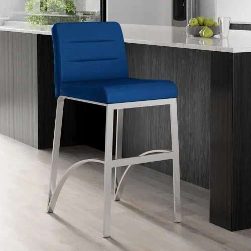 Miniatura 13 de Zuri Furniture Lynx Taburete de bar contemporáneo con base de metal, color gris