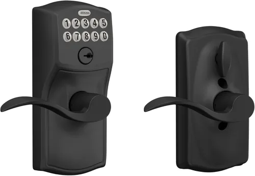 Miniatura 26 de SCHLAGE FE595 CAM 622 GEO Entrada con teclado con cerradura electrónica Flex, negro mate