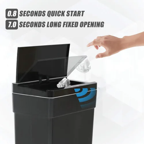 Miniatura 3 de BestOffice Bote de basura automático de 13 galones para cocina, sin contacto, de alta capacidad, con tapa, para dormitorio, baño, hogar, oficina, 50