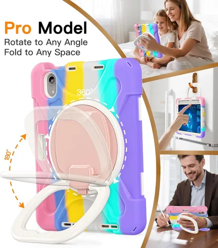 Miniatura 3 de BATYUE Funda para iPad Mini 7 A17 Pro 2024/iPad Mini 6 2021 de 8.3 pulgadas con soporte para lápices, soporte giratorio de 360°, correa