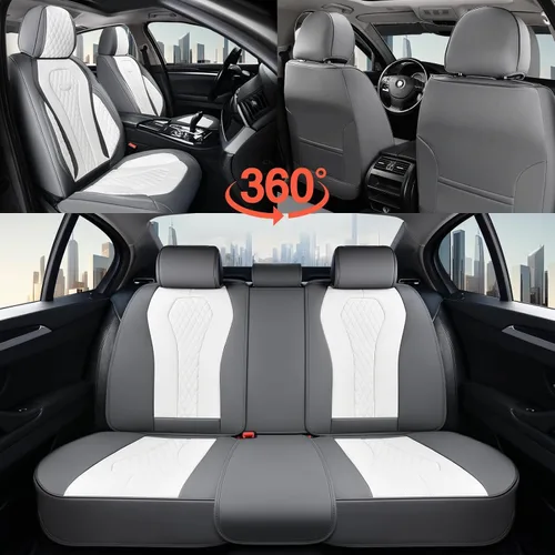 Miniatura 2 de Coverado Fundas de asiento, juego completo de fundas de asiento de automóvil, funda blanca para asiento de automóvil, cojín de asiento de automóvil