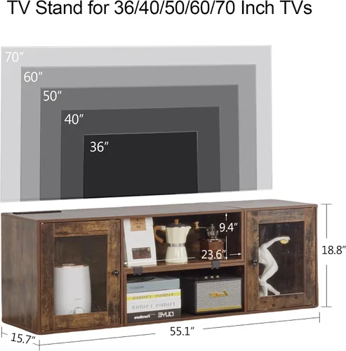 Miniatura 3 de VECELO Soporte de TV LED para televisores de hasta 70 pulgadas, moderno centro de entretenimiento con almacenamiento, consola multimedia con 23