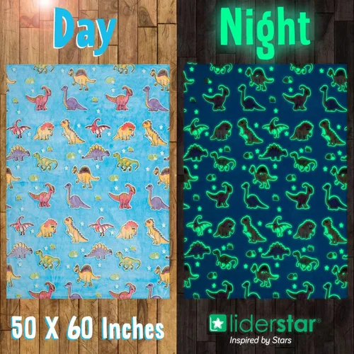 Miniatura 2 de Manta de dinosaurio para niños, manta que brilla en la oscuridad para niños y niñas pequeños, suave y acogedora manta de dinosaurio de forro polar