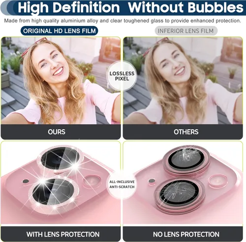 Miniatura 7 de Suoman Protector de lente de cámara para iPhone 15 de 6.1 pulgadas, 15 Plus de 6.7 pulgadas, fácil de instalar, vidrio templado 9H, protector