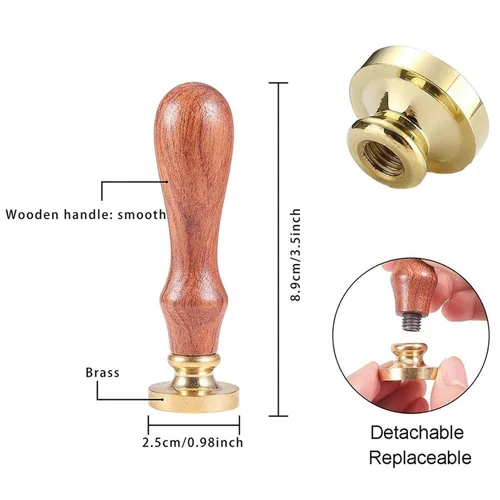 Miniatura 2 de CRASPIRE Sello de cera con diseño de felicitaciones con palabras, cabeza de latón vintage, mango de madera, sello de cera extraíble de 0.98 pulgadas