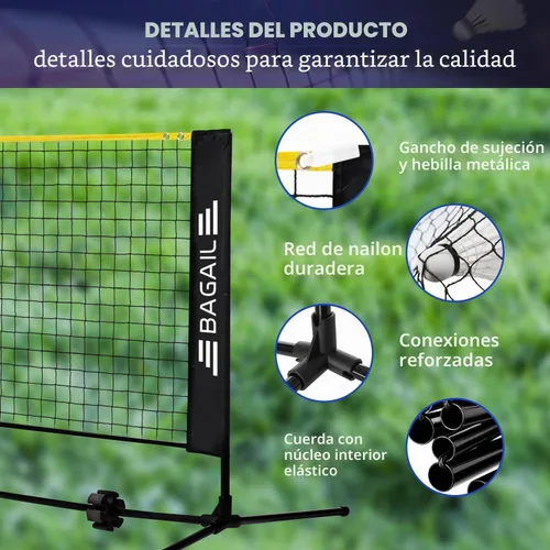 Miniatura 4 de BAGAIL Red de bádminton, red de voleibol para niños de altura ajustable, red de nailon plegable de 10 pies/14 pies/17 pies de ancho, red de tenis