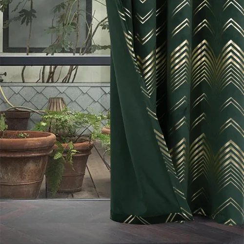 Miniatura 10 de always4u - Cortinas de terciopelo suave con estampado de lámina 84 pulgadas de largo, cortinas de chevron blanco y dorado, tratamiento de lujo