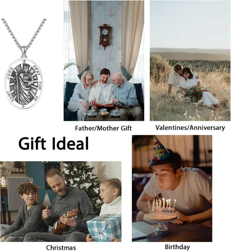 Miniatura 431 de Collar de plata de ley 925 con medalla de San Patrón, colgante de protección católica, amuleto, joyería religiosa para hombres y mujeres