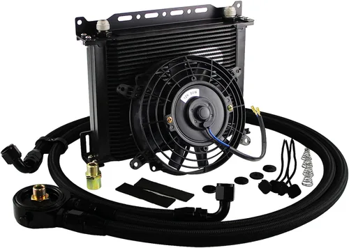 Miniatura 2 de Transmisión universal del motor de aluminio AN10 30 hileras kit de enfriador de aceite con soporte + manguera adaptadora+kit de ventilador de 7