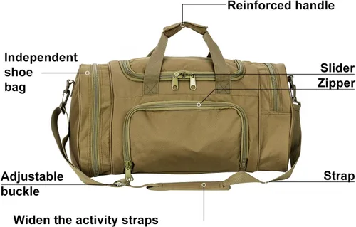 Miniatura 3 de Bolsa táctica militar para gimnasio al aire libre, pequeña bolsa de lona con compartimento para zapatos para deportes, viajes, camping, caza